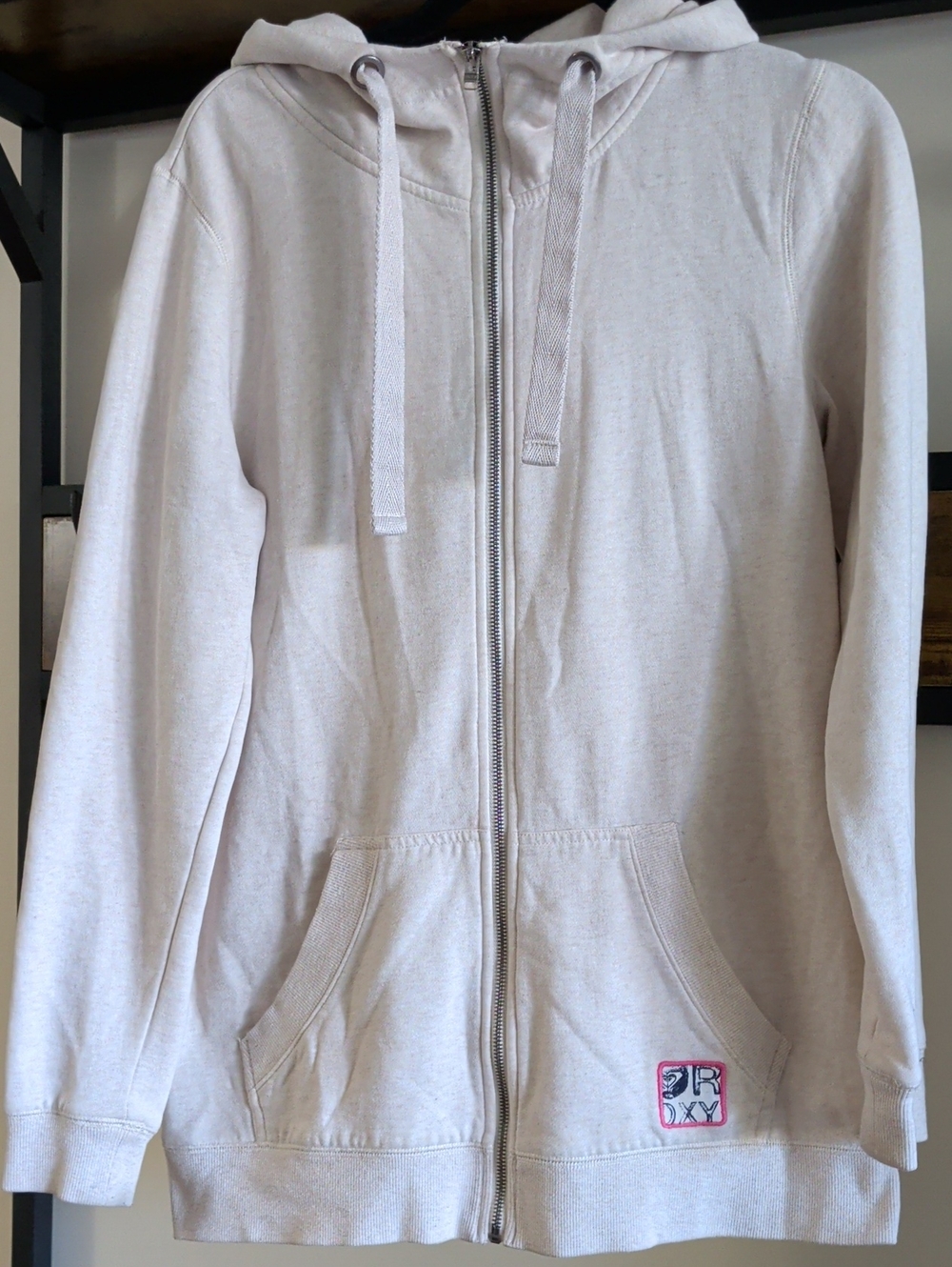 Light Beige Zip-Up Hoodie Jacket - Unknown Brand